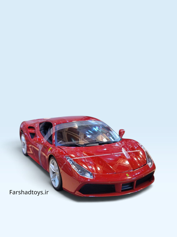 نمای سهرخ جلو ماکت قرمز Ferrari 488 GTB بوراگو مقیاس 1:18 در فرشاد تویز
