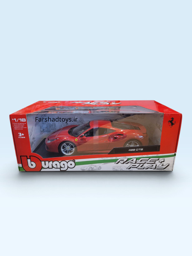 جعبه ماکت فراری 488 GTB بوراگو سری Race and Play مقیاس 1:18 در فرشاد تویز