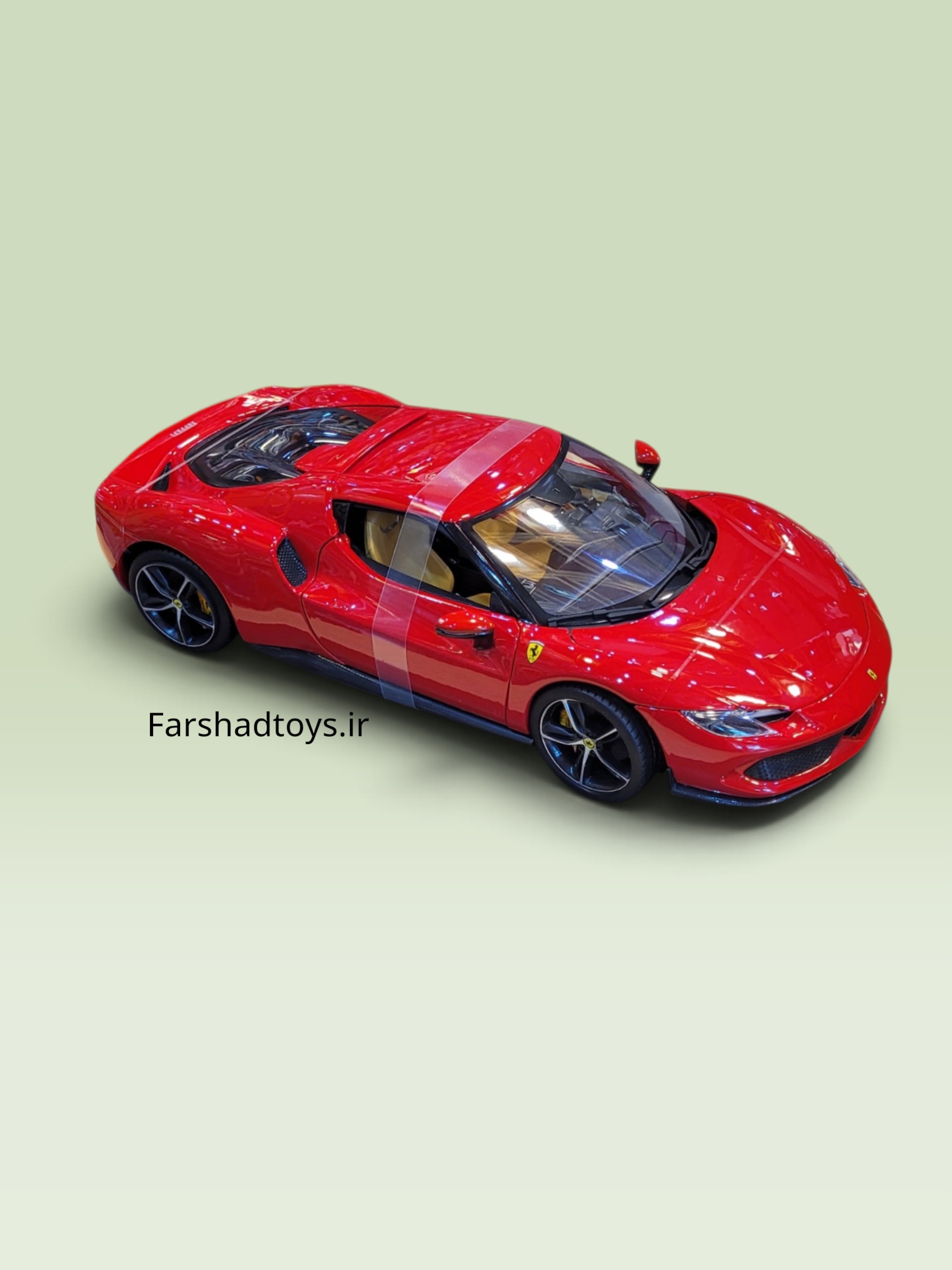 نمای بالا و جانبی ماکت قرمز فراری 296 GTB بوراگو مقیاس 1:18