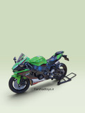 نمای جلوی ماکت موتورسیکلت کاوازاکی Ninja ZX-10R ویلی همراه استند عقب