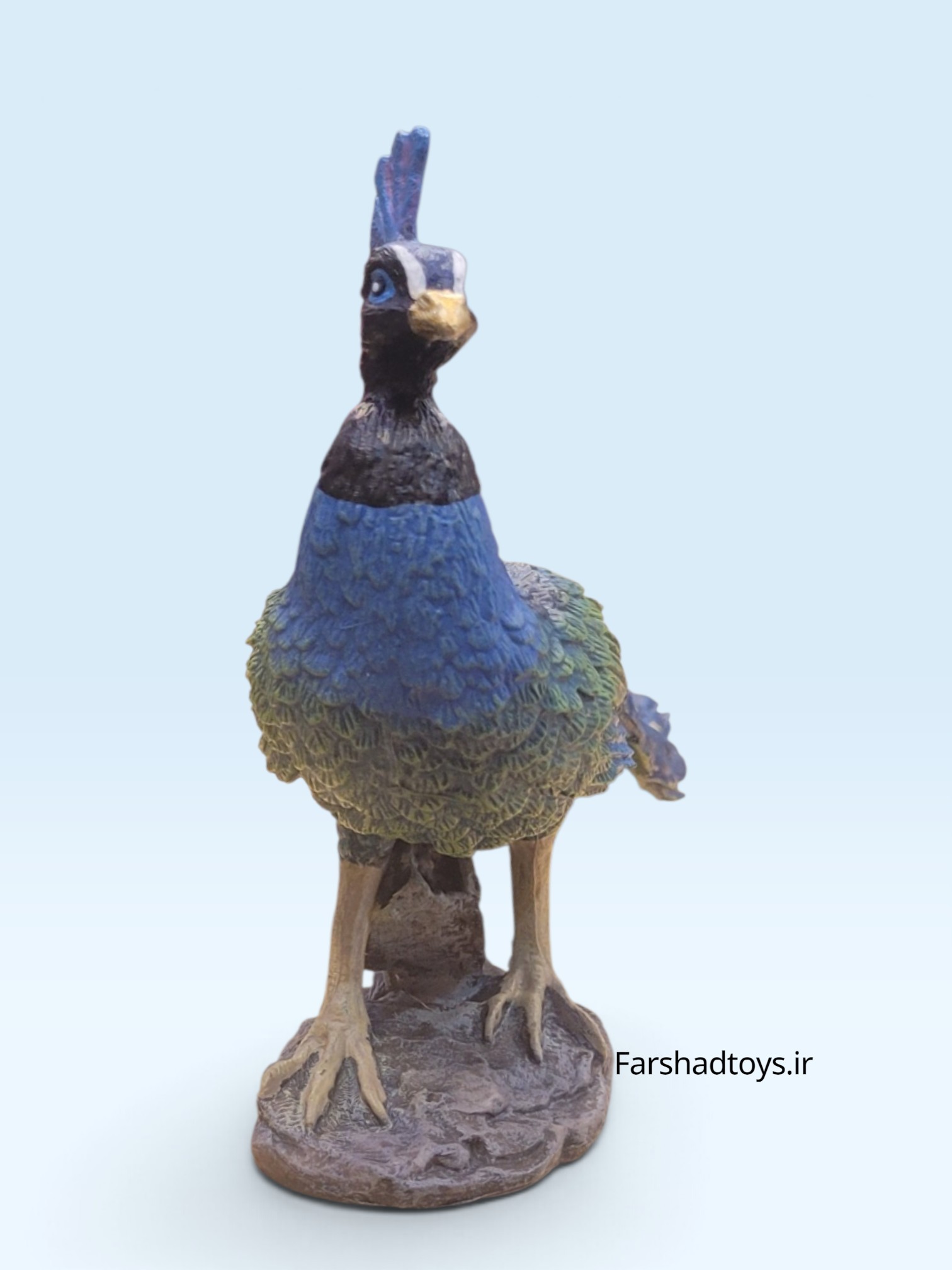 نمای روبهرو فیگور طاووس آبی Animal Paradise با پایه ثابت فرشاد تویز