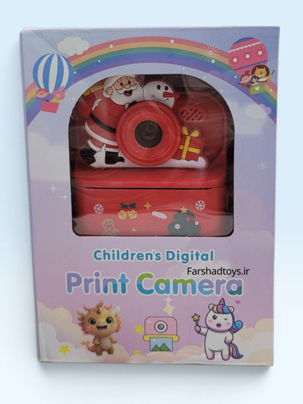 دوربین دیجیتال چاپ فوری کودک طرح بابانوئل قرمز داخل جعبه Children's Digital Print Camera فرشاد تویز