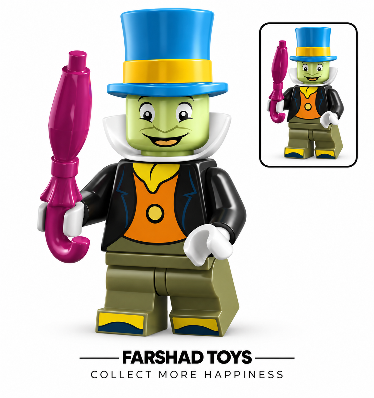 مینیفیگور جیمینی کریکت Jiminy Cricket برند KM کد KM66060 همراه چتر بنفش