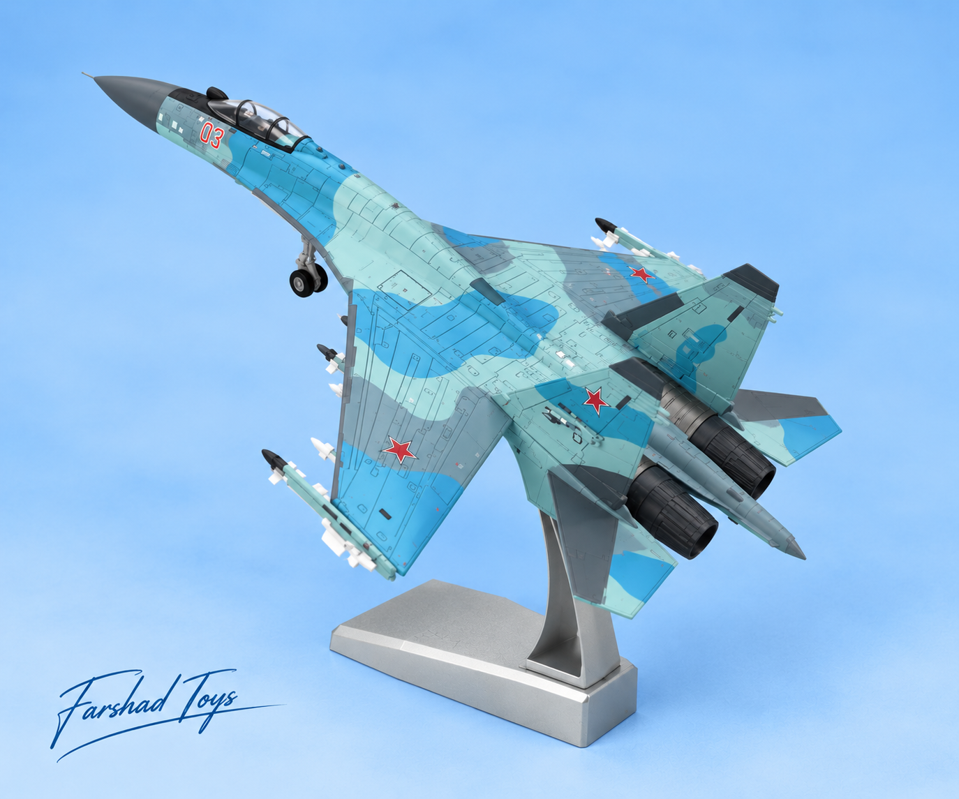 ماکت فلزی جنگنده سوخو Su-35S شماره 04 آبی مقیاس 1:100