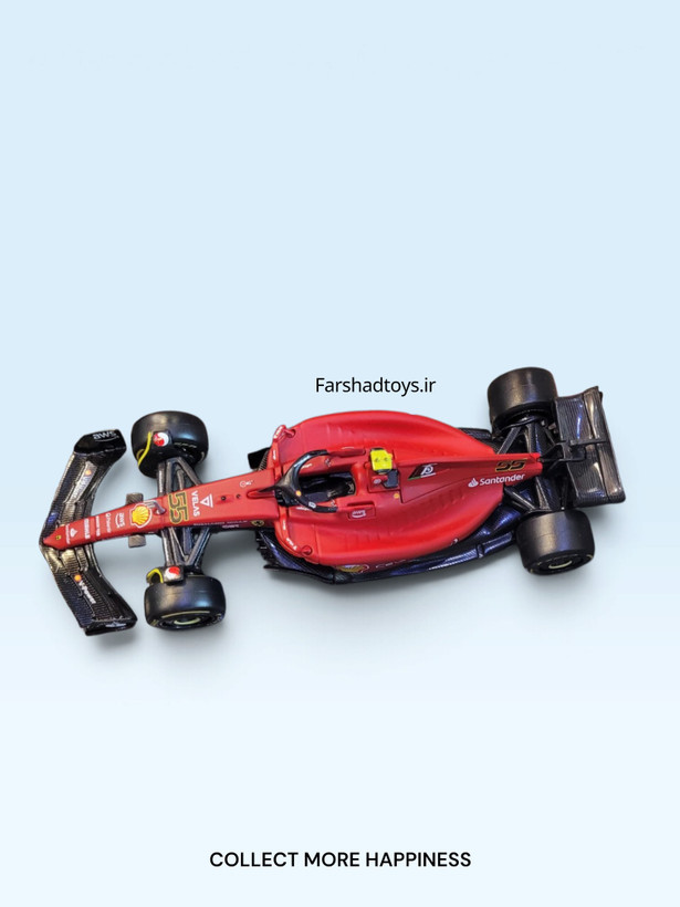 نمای بالای ماکت Ferrari F1-75 کارلوس ساینز شماره 55 برند Bburago مقیاس 1:43
