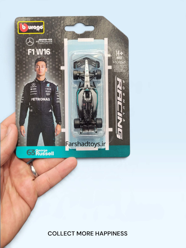 ماکت مرسدس W16 جورج راسل بوراگو مقیاس 1:64